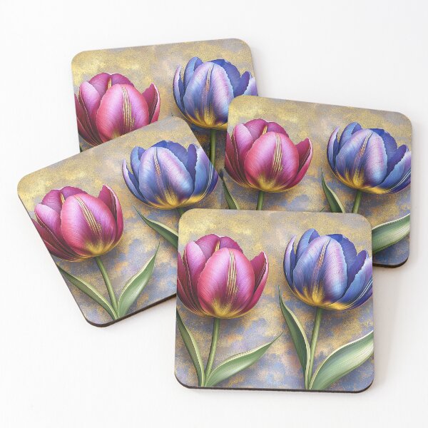 Artikelvorschau, Elegante 3D-Tulpen in Lila und Blau entworfen und verkauft von MargaretWiktor.