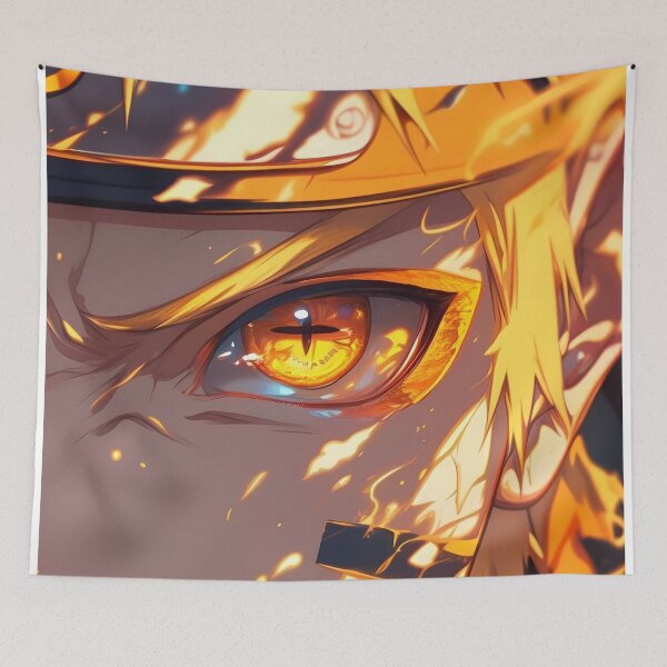 Item preview, Golden Flame Eye Awakening – Fierce Anime Ninja Close-Up Art designed and sold by Dyan4.