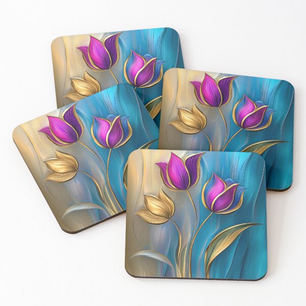 Artikelvorschau, Elegante 3D-Tulpen in Lila und Blau entworfen und verkauft von MargaretWiktor.