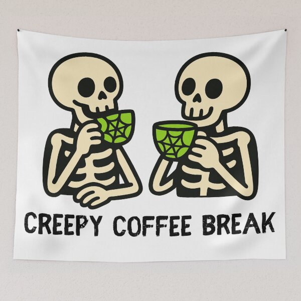 Item preview, Spooky Skeleton Coffee Break – Cute Halloween Skeletons Drinking Coffee Illustration designed and sold by Panda Creative Studio.