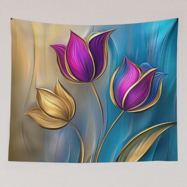 Artikelvorschau, Elegante 3D-Tulpen in Lila und Blau entworfen und verkauft von MargaretWiktor.