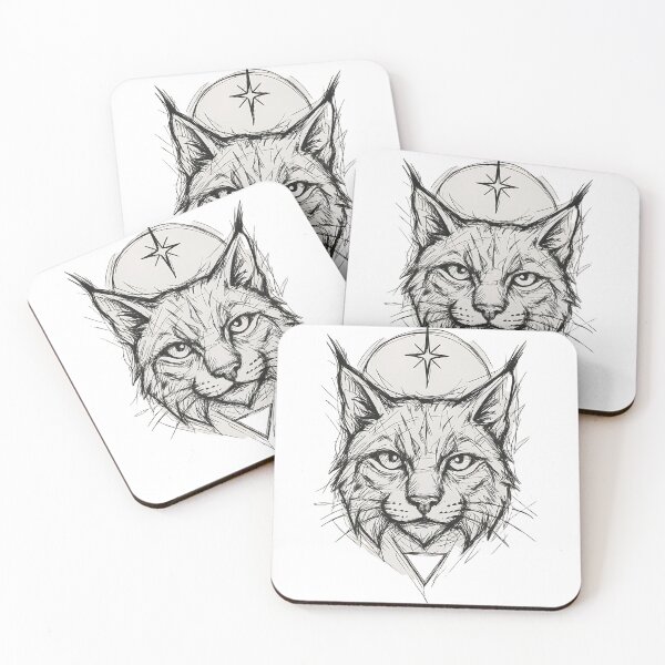 Item preview, Mystical Lynx with Star Hat Cosmic Cat Portrait designed and sold by MonoMouse.