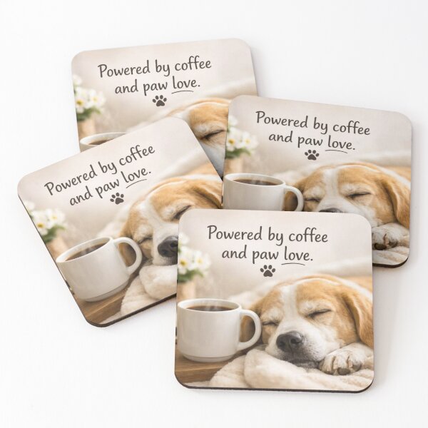 Item preview, Powered by coffee and paw love designed and sold by Fluffora.