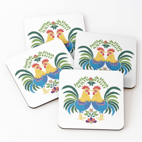 Item preview, Polish Flowers Rooster| Wycinanki | Folklore | Folk Art Blue designed and sold by xiao xuans.