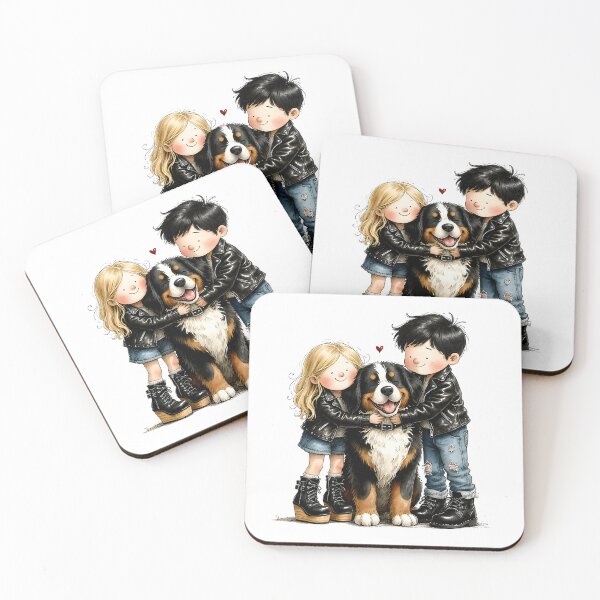 Item preview, Bernese Mountain Dog Cuddles with Kids – Heartwarming Hug designed and sold by MaciejRudzinsky.