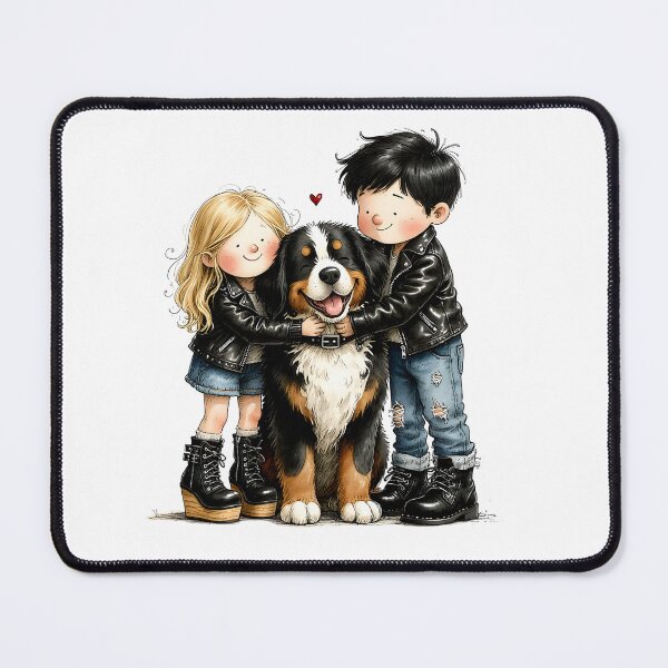 Item preview, Bernese Mountain Dog Cuddles with Kids – Heartwarming Hug designed and sold by MaciejRudzinsky.