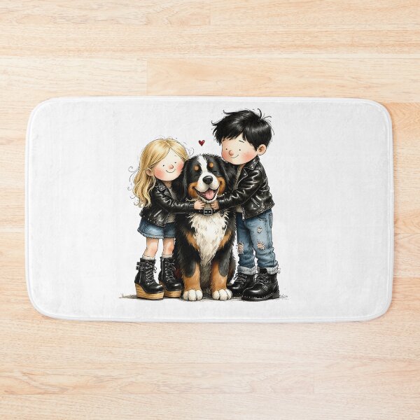 Item preview, Bernese Mountain Dog Cuddles with Kids – Heartwarming Hug designed and sold by MaciejRudzinsky.