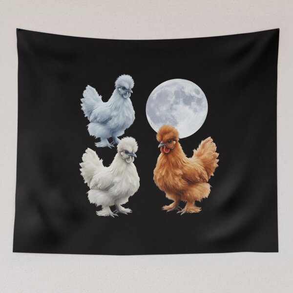 Item preview, Three Silkie Chicken Retro Graphic, Vintage Silkie Chicken Moon, Silkie Chicken, Funny, Chicken designed and sold by DesignDenDo ⭐⭐⭐⭐⭐.