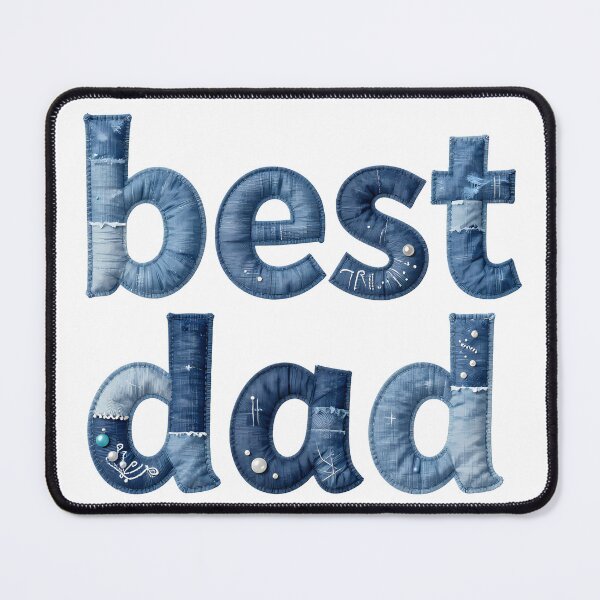 Item preview, BEST DAD - IN BLUE DENIM FAUX LETTERING designed and sold by AlexOBrienArt.
