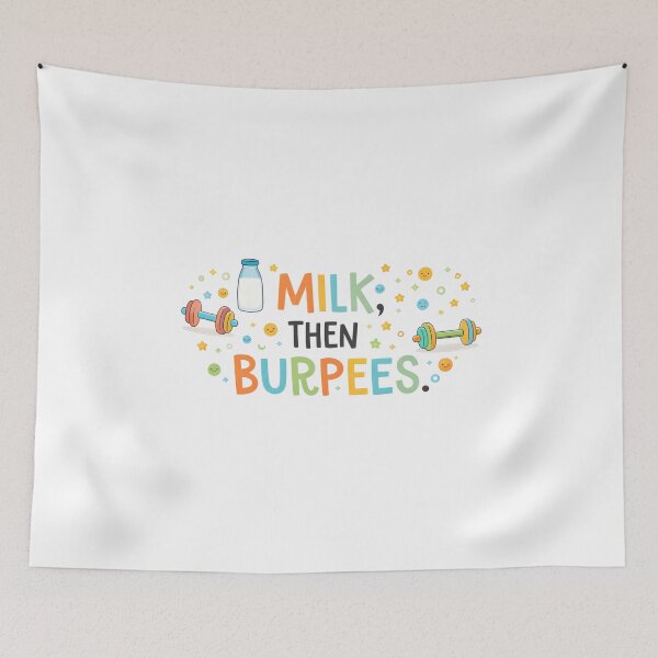 Item preview, Milk Then Burpees Funny Baby Gym Quote designed and sold by DemureArtsy.