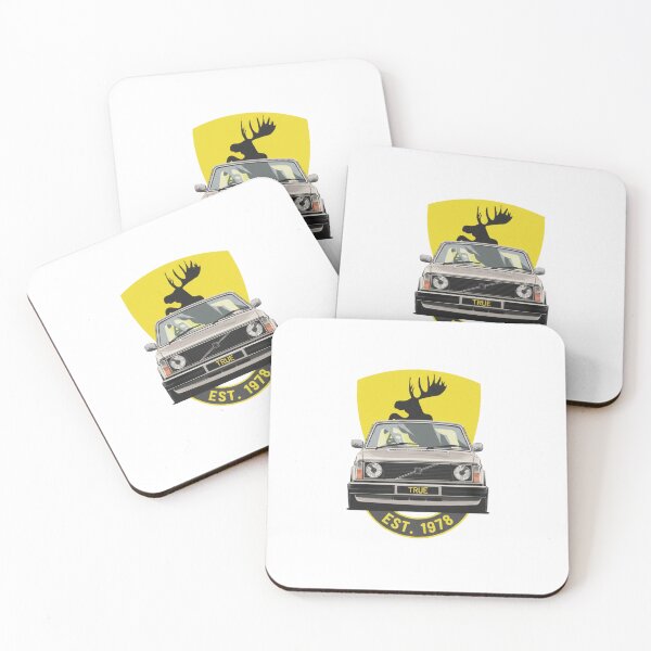 Item preview, Retro Swedish Wagon Illustration — Classic Estate Car with Prancing Moose Shield designed and sold by Colorful-Garden.