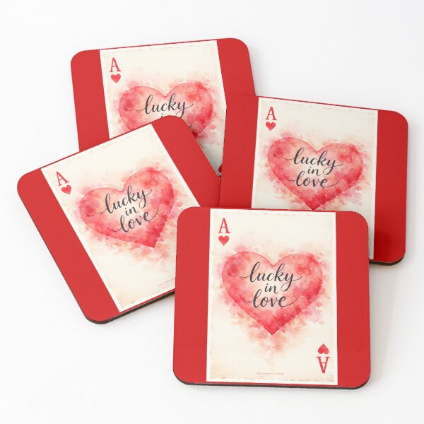 Item preview, Lucky in Love Watercolor Heart Art – Romantic Ace of Hearts Illustration for Valentines, Love Gifts & Heart Prints designed and sold by The Uphaar Store.
