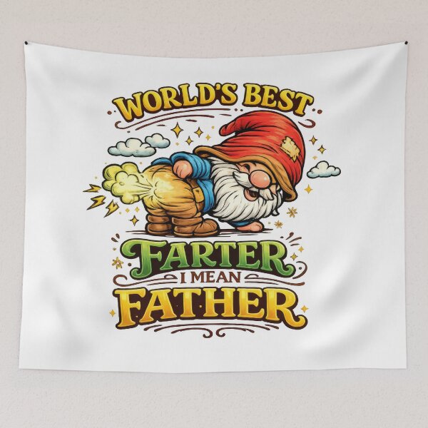 Item preview, World’s Best Farter I Mean Father – Funny Gnome Dad Pun Art designed and sold by Moriarty's Digital Visions.
