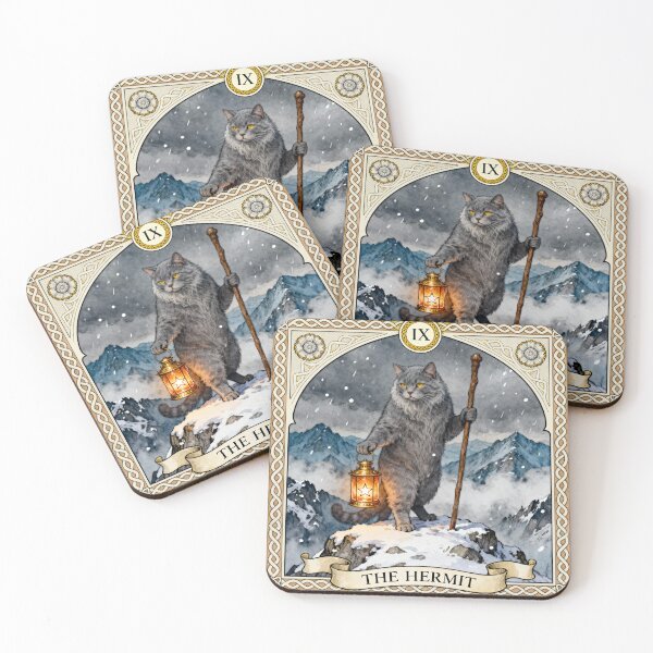 Item preview, The Hermit Cat Tarot Card Vintage Art designed and sold by PictorialWhimsy.