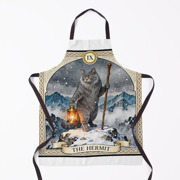 Item preview, The Hermit Cat Tarot Card Vintage Art designed and sold by PictorialWhimsy.