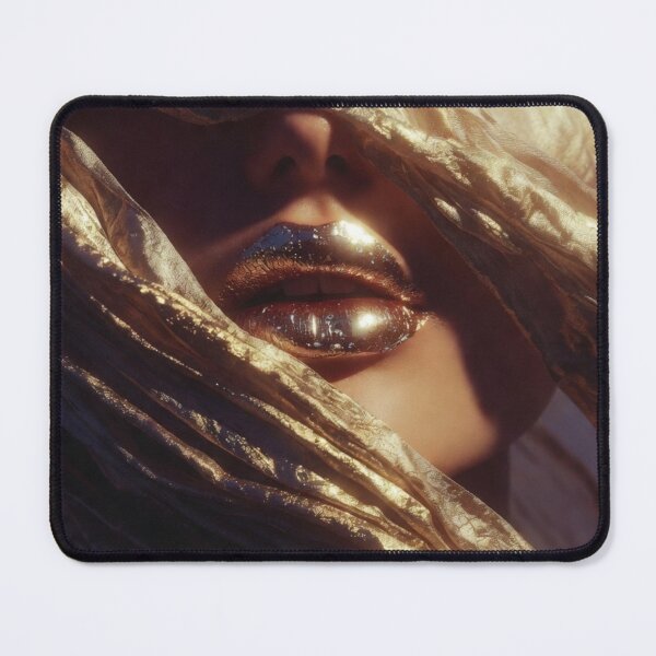 Item preview, Veiled Gold Lips – Metallic Makeup Close-Up Beauty Portrait Art designed and sold by NUVYStudio.