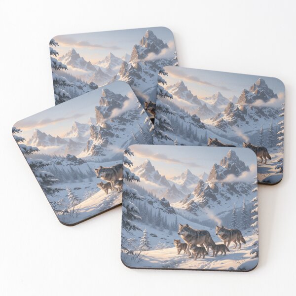 Item preview, Wolf Pack in Snowy Mountains designed and sold by JuViRo.