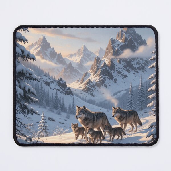 Item preview, Wolf Pack in Snowy Mountains designed and sold by JuViRo.