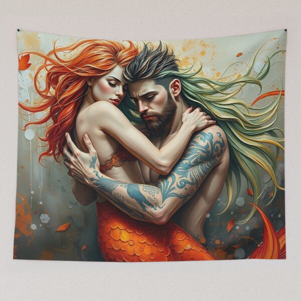 Item preview, Fantasy Mermaid and Merman Embrace designed and sold by cuprum.