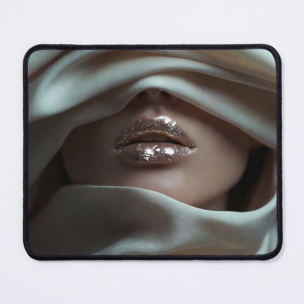 Item preview, Silk Veil Lips – Close-Up Nude Gloss Beauty Portrait Art designed and sold by NUVYStudio.