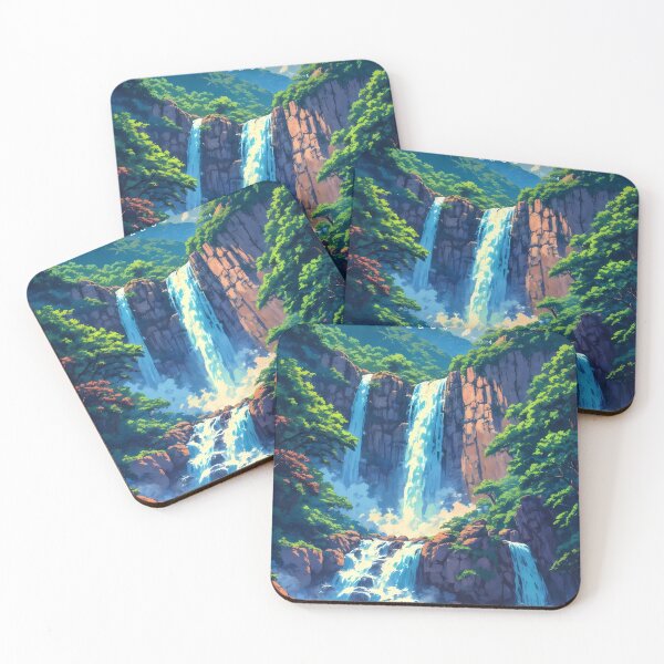 Item preview, Mystical Turquoise Tides - 90s Vintage Anime Kuang Si Falls designed and sold by JacksoonLester.