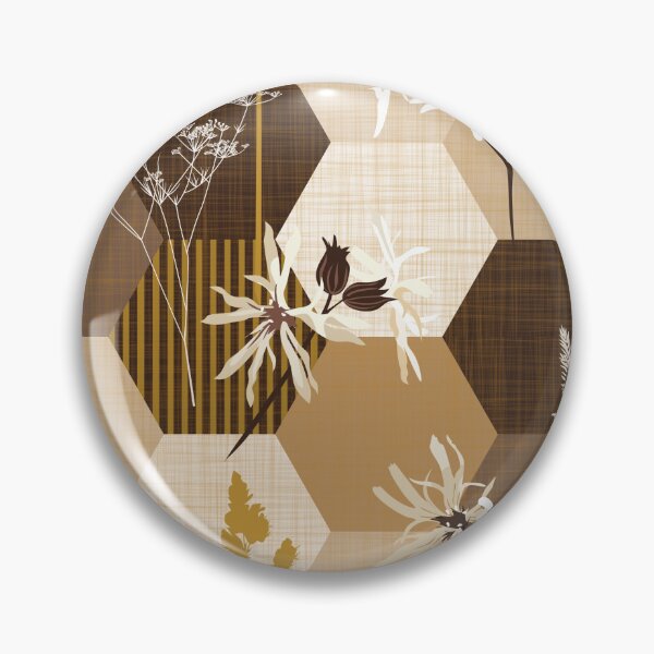 Item preview, ragged robin wildflower hexagons brown-beige designed and sold by kobyakov.
