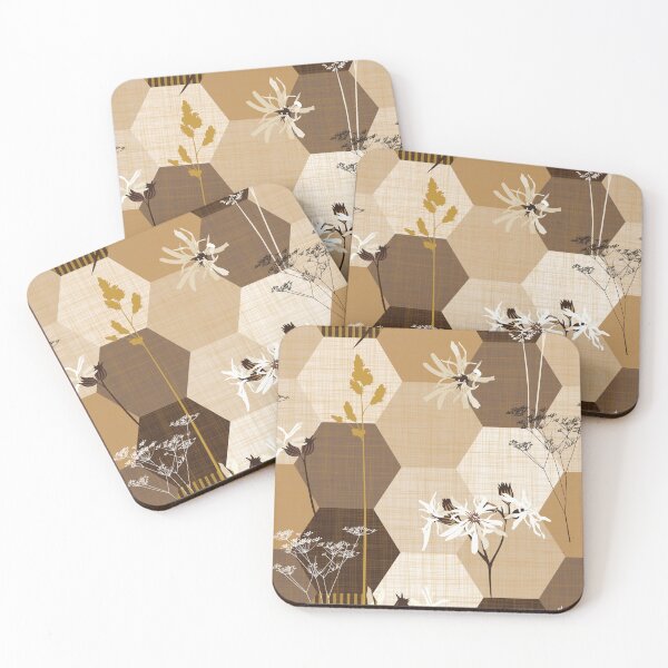 Item preview, ragged robin wildflower hexagons brown-beige designed and sold by kobyakov.