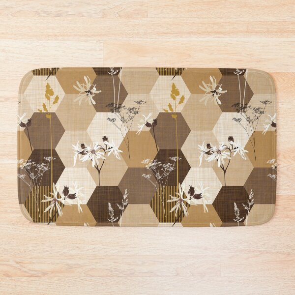 Item preview, ragged robin wildflower hexagons brown-beige designed and sold by kobyakov.