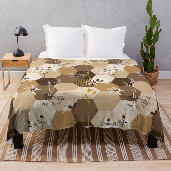 Item preview, ragged robin wildflower hexagons brown-beige designed and sold by kobyakov.