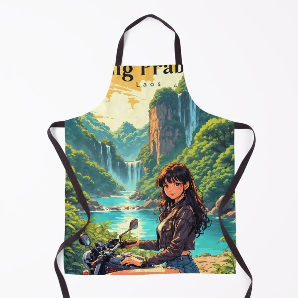 Item preview, The Jungle Rider - Retro Anime Girl and Motorcycle in Luang Prabang designed and sold by JacksoonLester.
