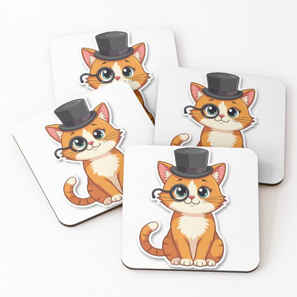 Item preview, Gentleman Cat - Cute Orange Tabby with Top Hat and Monocle designed and sold by PixelForge DesignsGV.