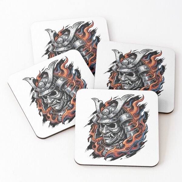 Item preview, Fiery Samurai Mask Helmet Illustration designed and sold by Clay Artista.