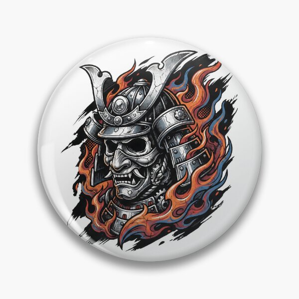 Item preview, Fiery Samurai Mask Helmet Illustration designed and sold by Clay Artista.