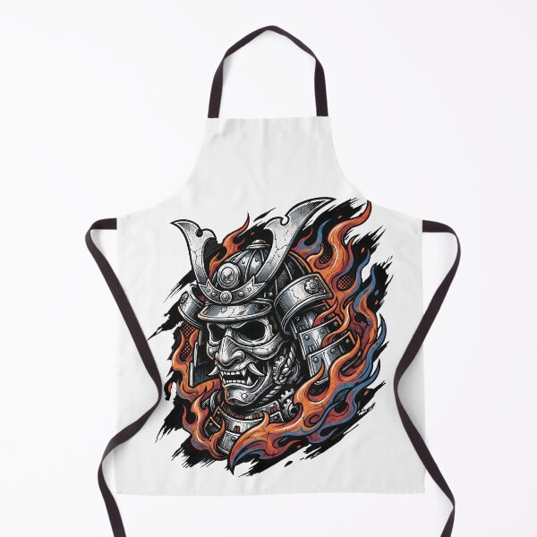 Item preview, Fiery Samurai Mask Helmet Illustration designed and sold by Clay Artista.