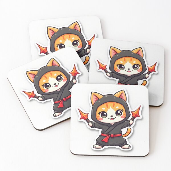 Item preview, Ninja Cat - Cute Kawaii Orange Tabby with Shuriken designed and sold by PixelForge DesignsGV.