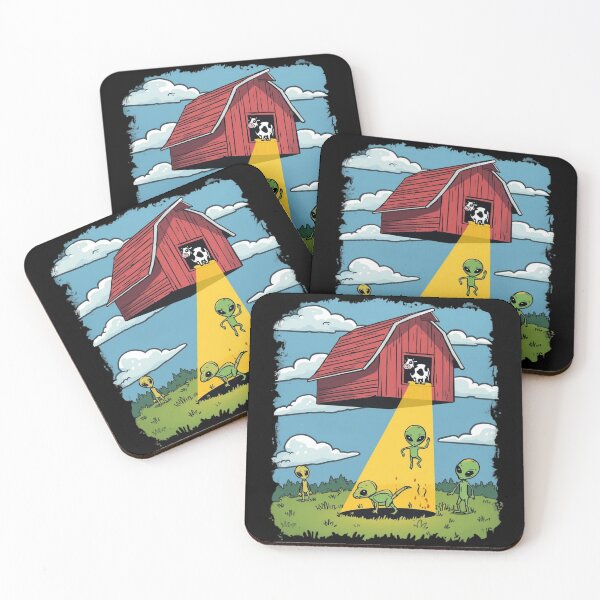 Item preview, Funny Alien Abduction Barn Sticker UFO Farmcore Space Meme Design designed and sold by LintonGriffin.