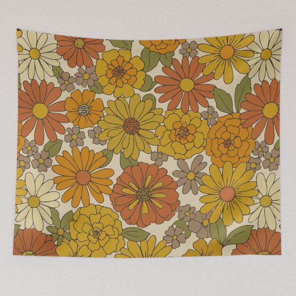 Item preview, Retro 70s Floral Sunshine - Vintage Boho Flower Power Pattern designed and sold by Far Out Goods.