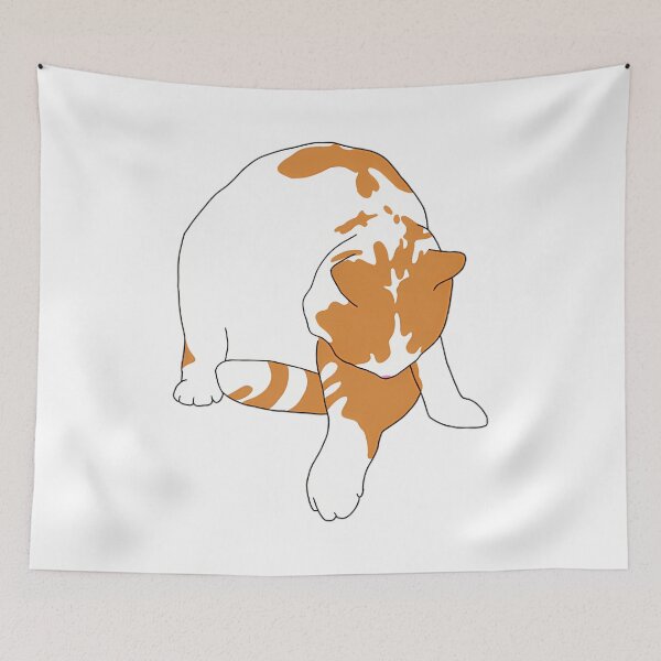 Item preview, Funny Fat Ginger Cat Grooming Yoga Pose designed and sold by CATTYHOLA.