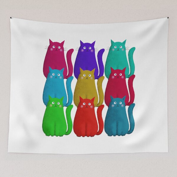Item preview, Cats Having A Bad Day – Cute Colourful Sad Cat Squad Illustration designed and sold by Brightful Creations .