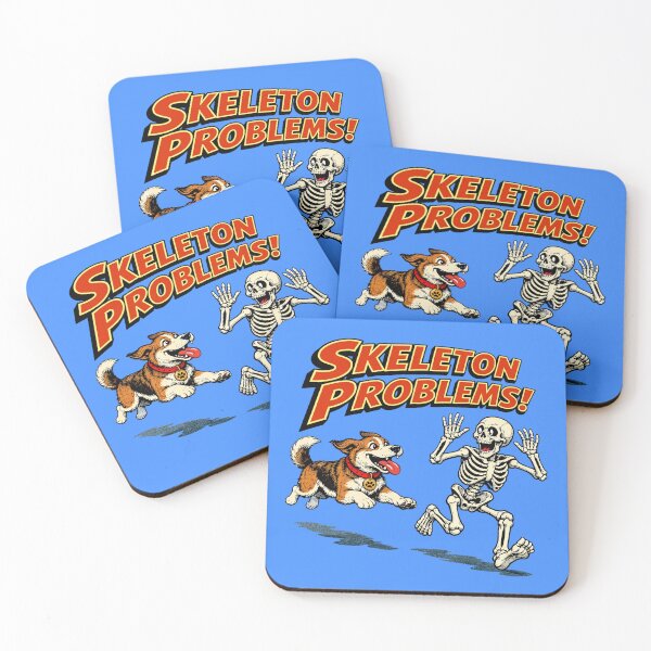 Item preview, Skeleton Problems – Fun Retro Cartoon with Dog & Skeleton designed and sold by The Devil's Bargain.
