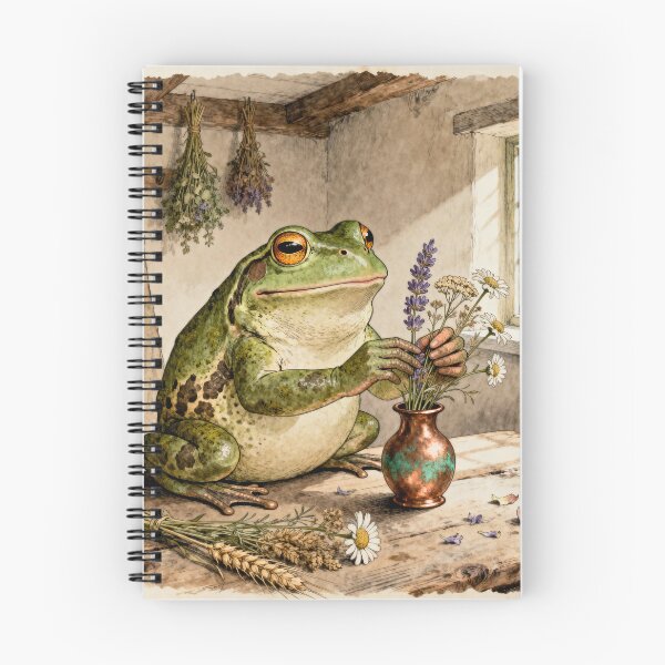 Item preview, Flower Arranging Frog Art - Cottagecore Botanical designed and sold by PictorialWhimsy.