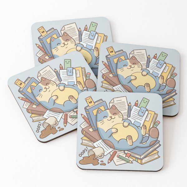 Item preview, The 'OOPS!' Study Chaos Cat - Spilled Coffee & Academic Chaos Illustration designed and sold by HappySproutArt.