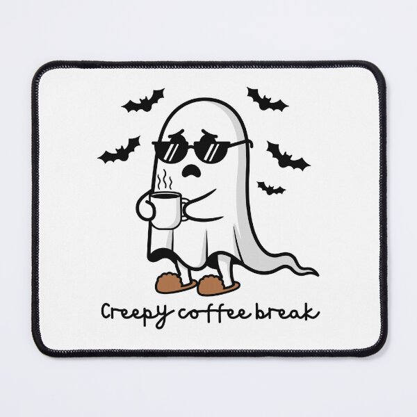 Item preview, Cool Ghost Drinking Coffee – Cozy Spooky Morning Illustration designed and sold by Panda Creative Studio.