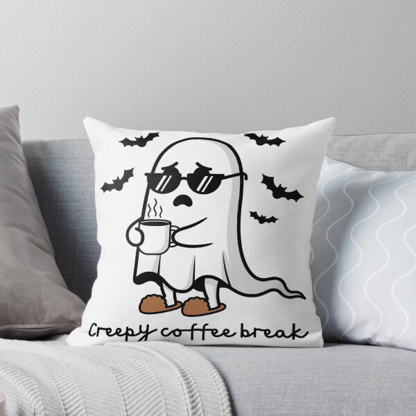 Item preview, Cool Ghost Drinking Coffee – Cozy Spooky Morning Illustration designed and sold by Panda Creative Studio.