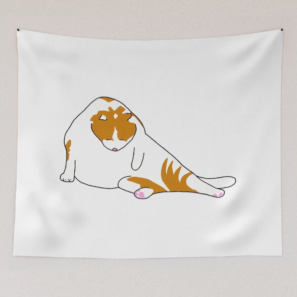 Item preview, Cute Orange Cat Licking Leg Awkward Pose designed and sold by CATTYHOLA.