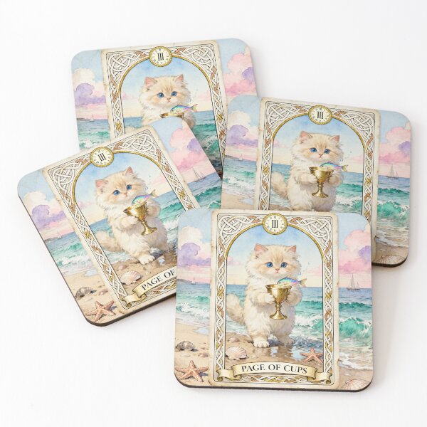 Item preview, Page of Cups Cat Tarot Card Vintage Art designed and sold by PictorialWhimsy.