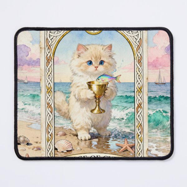 Item preview, Page of Cups Cat Tarot Card Vintage Art designed and sold by PictorialWhimsy.
