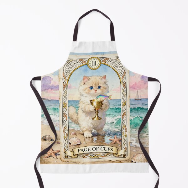 Item preview, Page of Cups Cat Tarot Card Vintage Art designed and sold by PictorialWhimsy.