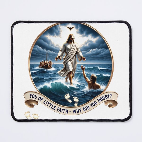 Item preview, Ornate Walking On Water Illustration Apparel - Why Did You Doubt Biblical Sarcasm Mug - Sophisticated Christian Gift designed and sold by YMLux.
