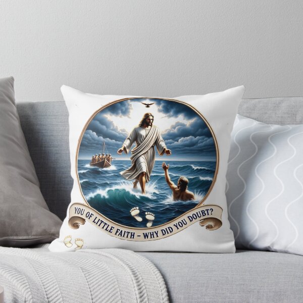 Item preview, Taza con ilustración de "Caminando sobre el Agua" - ¿Por qué dudaste del sarcasmo bíblico? - Regalo cristiano sofisticado designed and sold by YMLux.